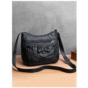 WOMEN’S VINTAGE STUDDED WASHED LEATHER BAGGY BAG